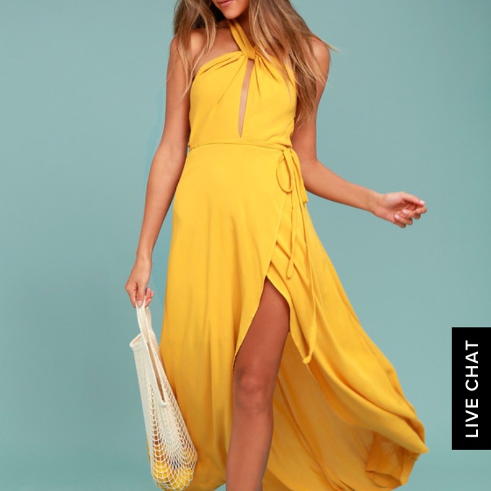 LuLu’s GOLDEN YELLOW HALTER WRAP DRESS
